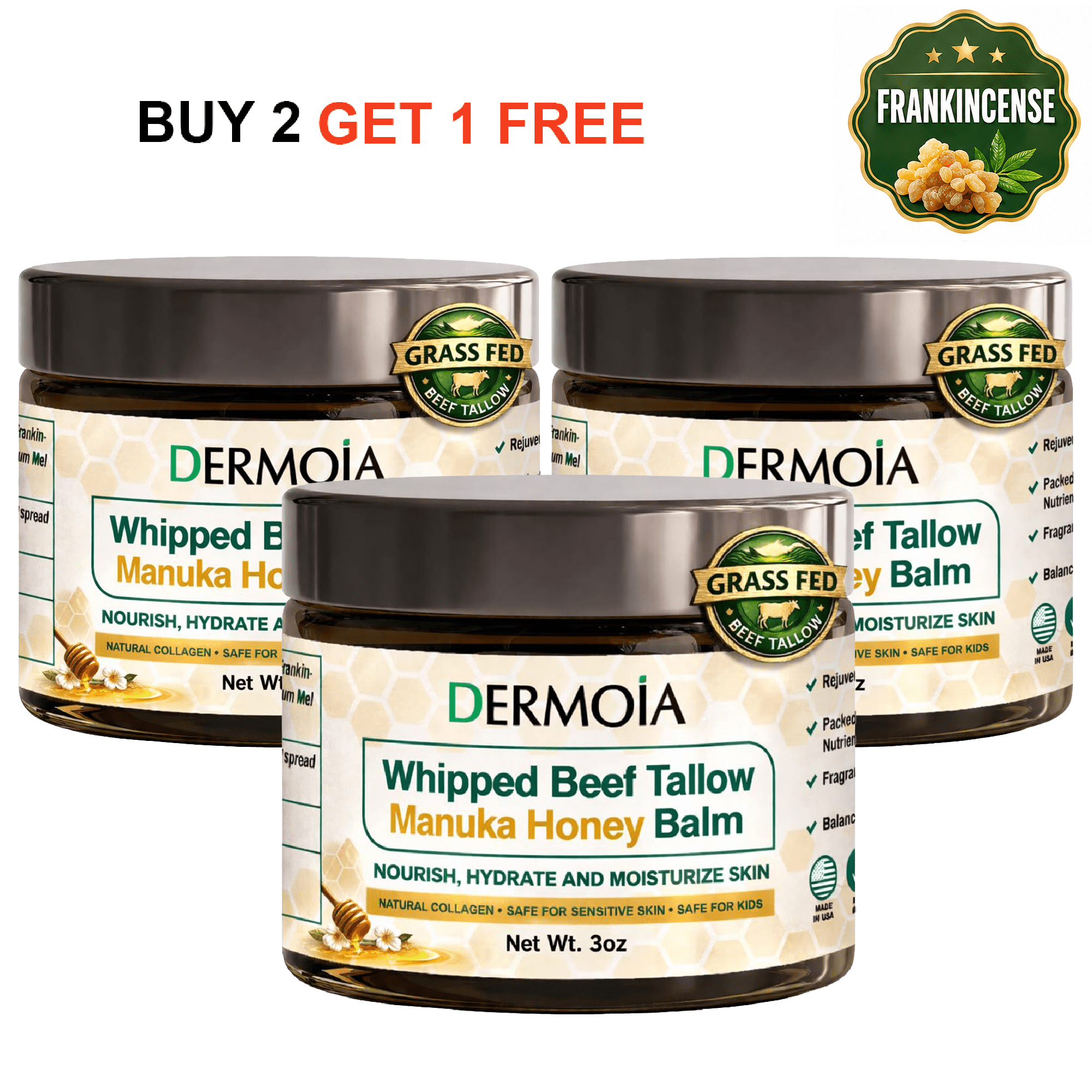 100% Grass Fed Whipped Beef Tallow Manuka Honey Balm