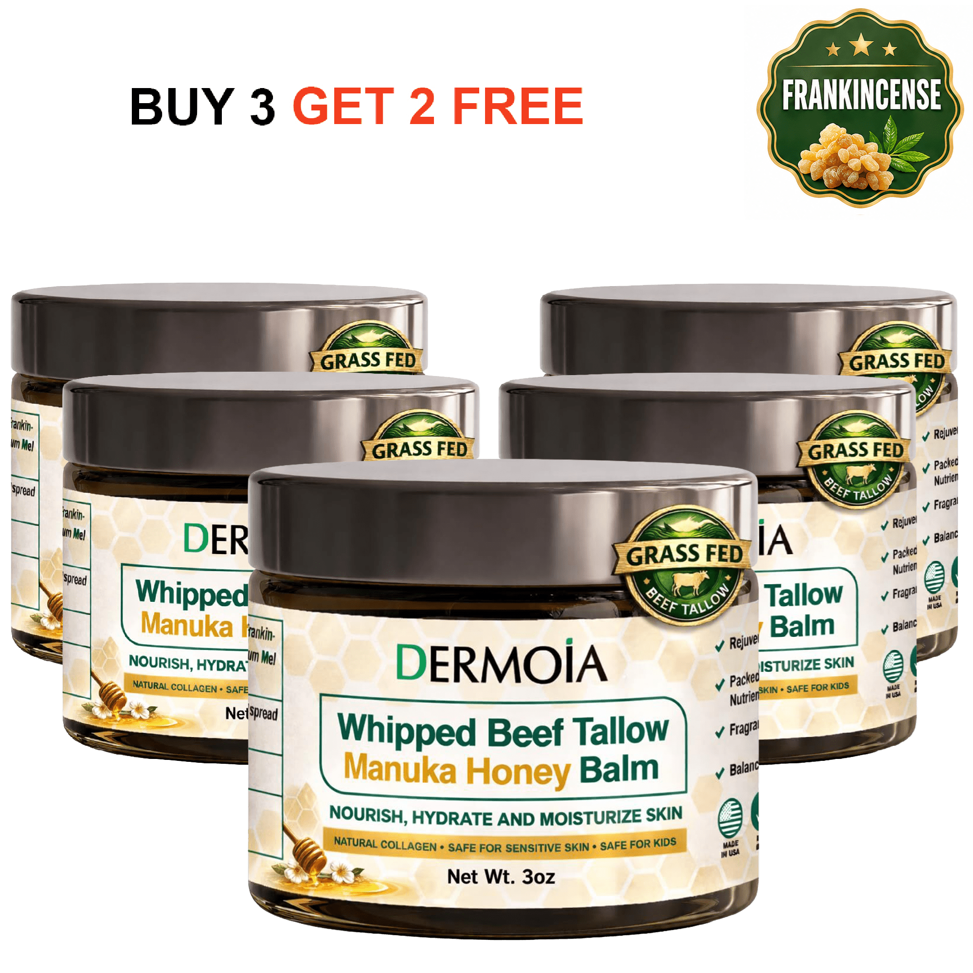 100% Grass Fed Whipped Beef Tallow Manuka Honey Balm