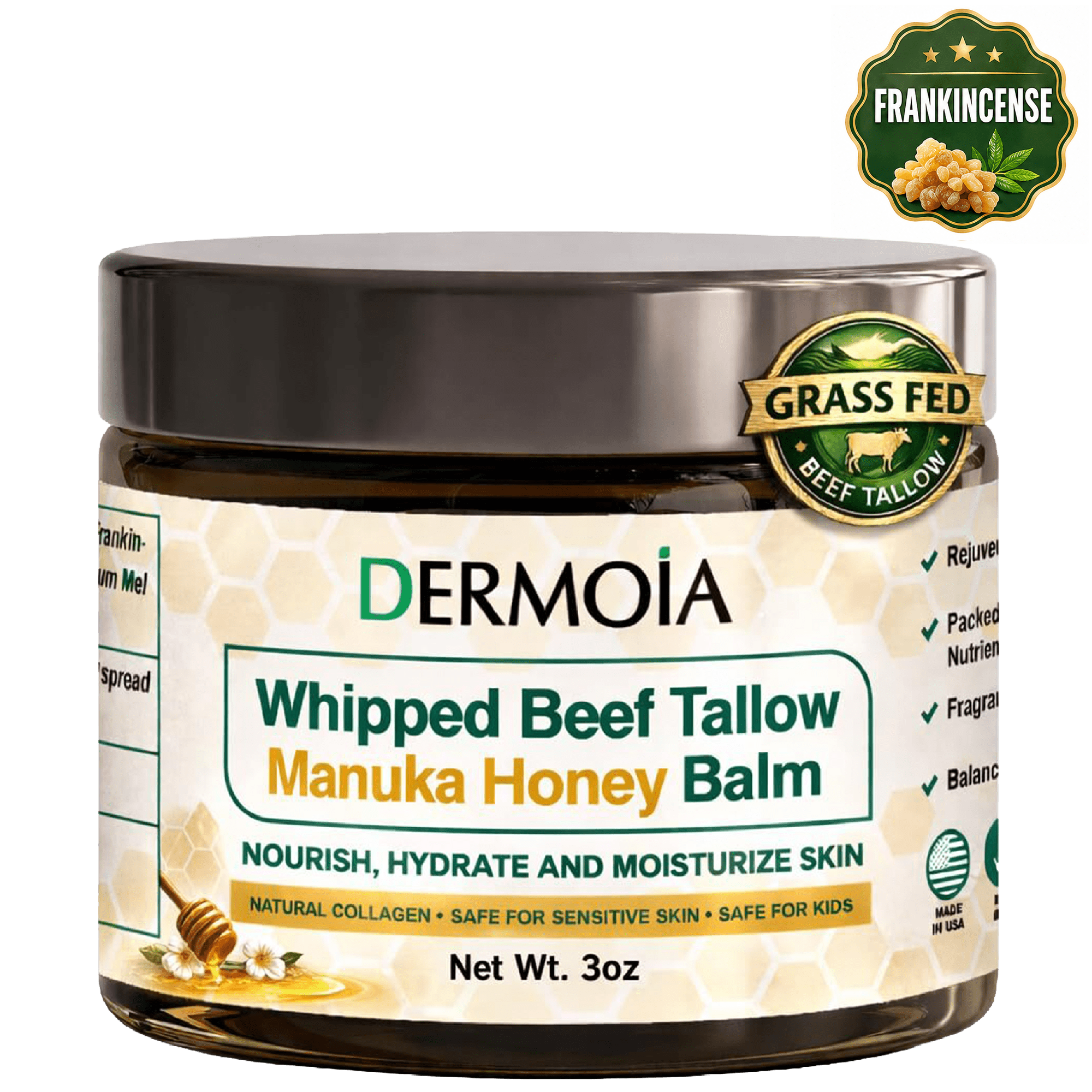 100% Grass Fed Whipped Beef Tallow Manuka Honey Balm